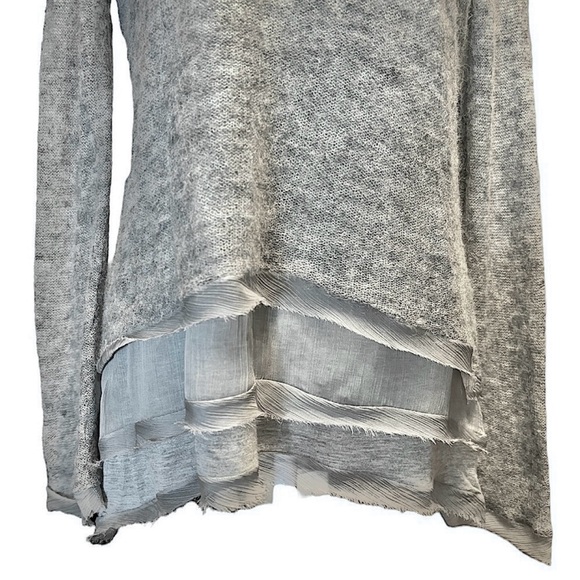 Anthropologie Knitted & Knotted Irina Tiered Alpaca Wool Knit Gray Sweater Large - Picture 3 of 10